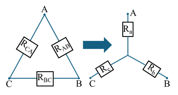 Переход треугольник - звезда